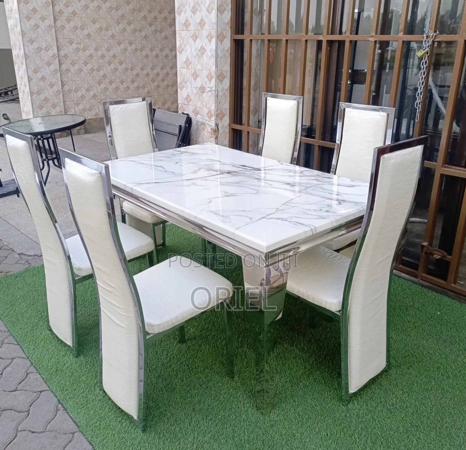 Dining Tables; 6-Seater Marble Top Dining Table Set for Modern Homes
