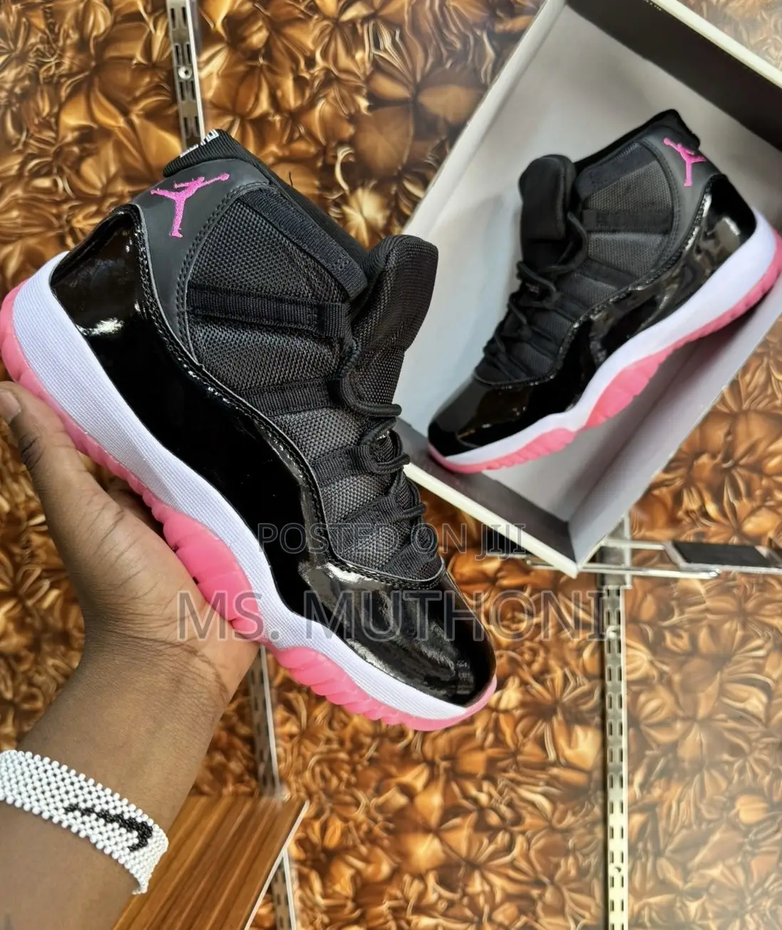 *Jordan 11 Black and Pink Air Jordan 11 Retro Basketball Shoes