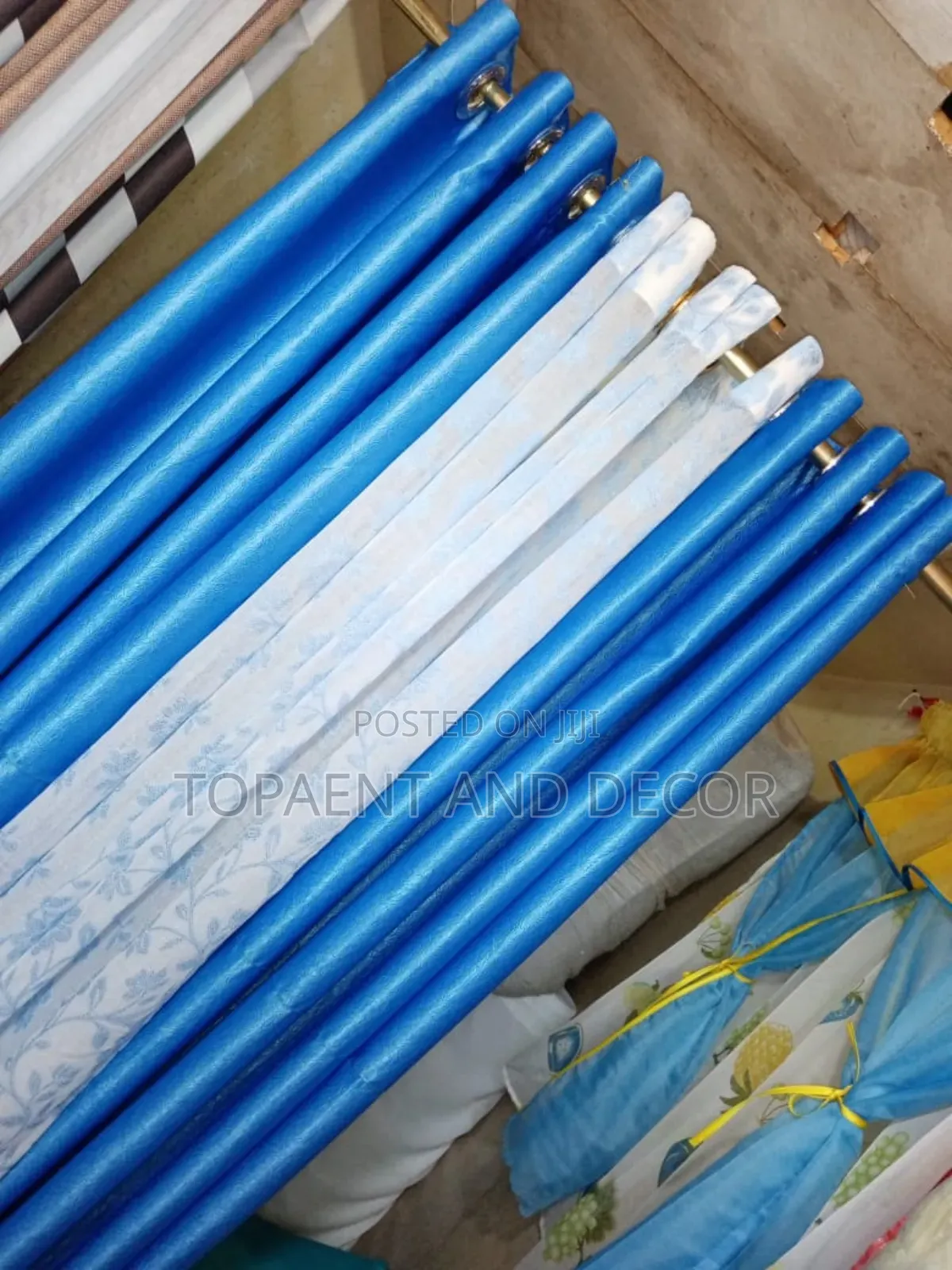 Blooming Sky Blue Curtains