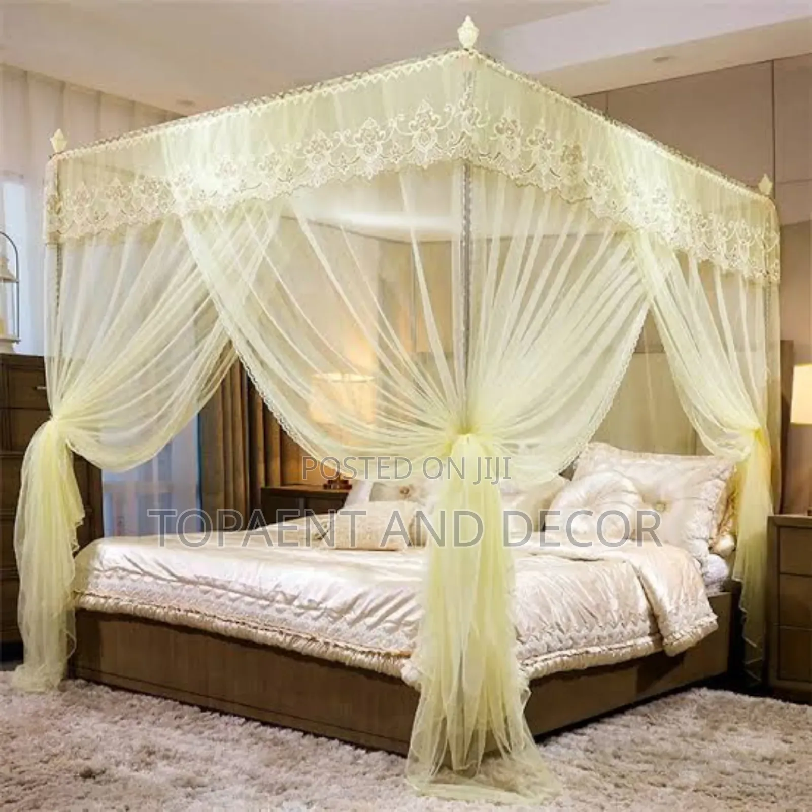 Dazzling Cream 4 Stands Mosquito Net
