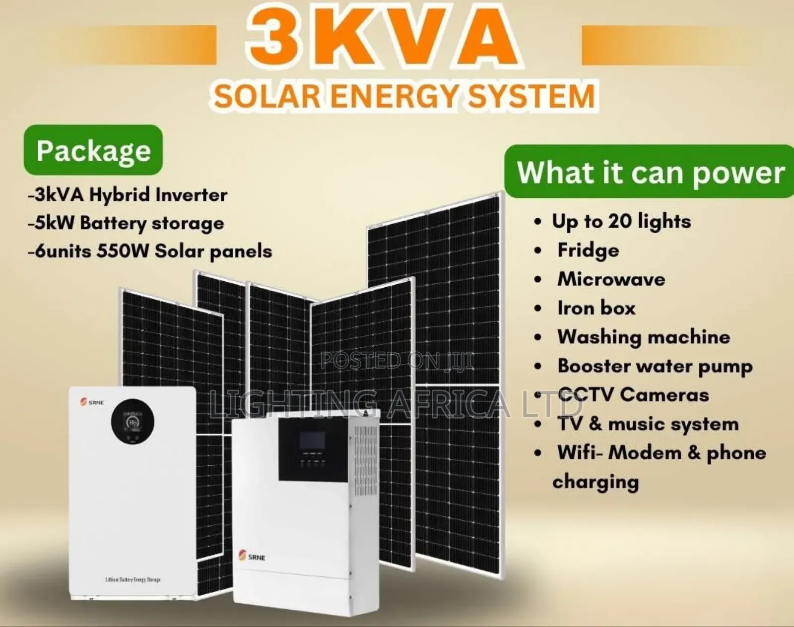New 3kw Hybrid Inverter - 5.12,Kwh Lithium - (6)550w Solar Off-Grid