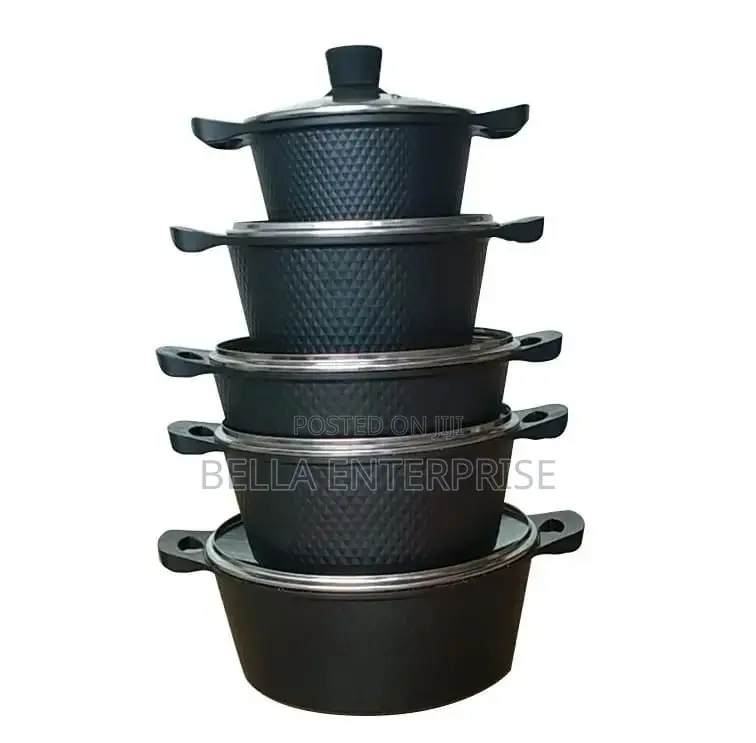 New Arrivallucky Rain 10pc Cookware Set Nonstick Granite Sufuria Set