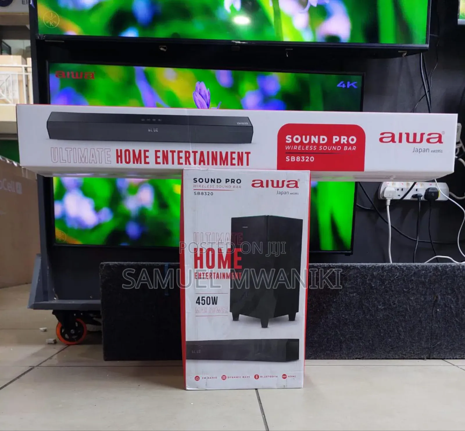 Aiwa Soundbar Sb8320 4.1 Ch 450 Watts Wireless Subwoofer