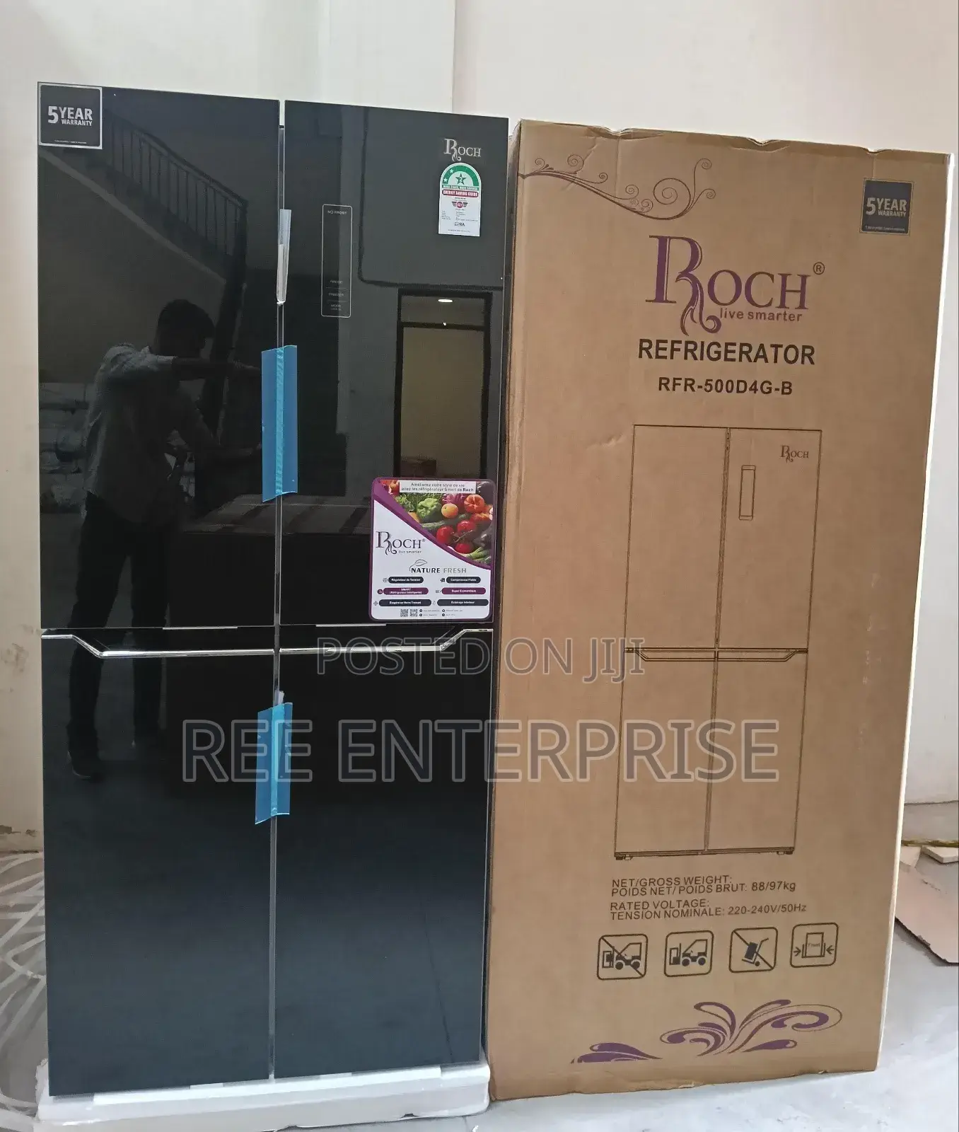 Roch 421 Litres  *Glass Four Door *Refrigerator