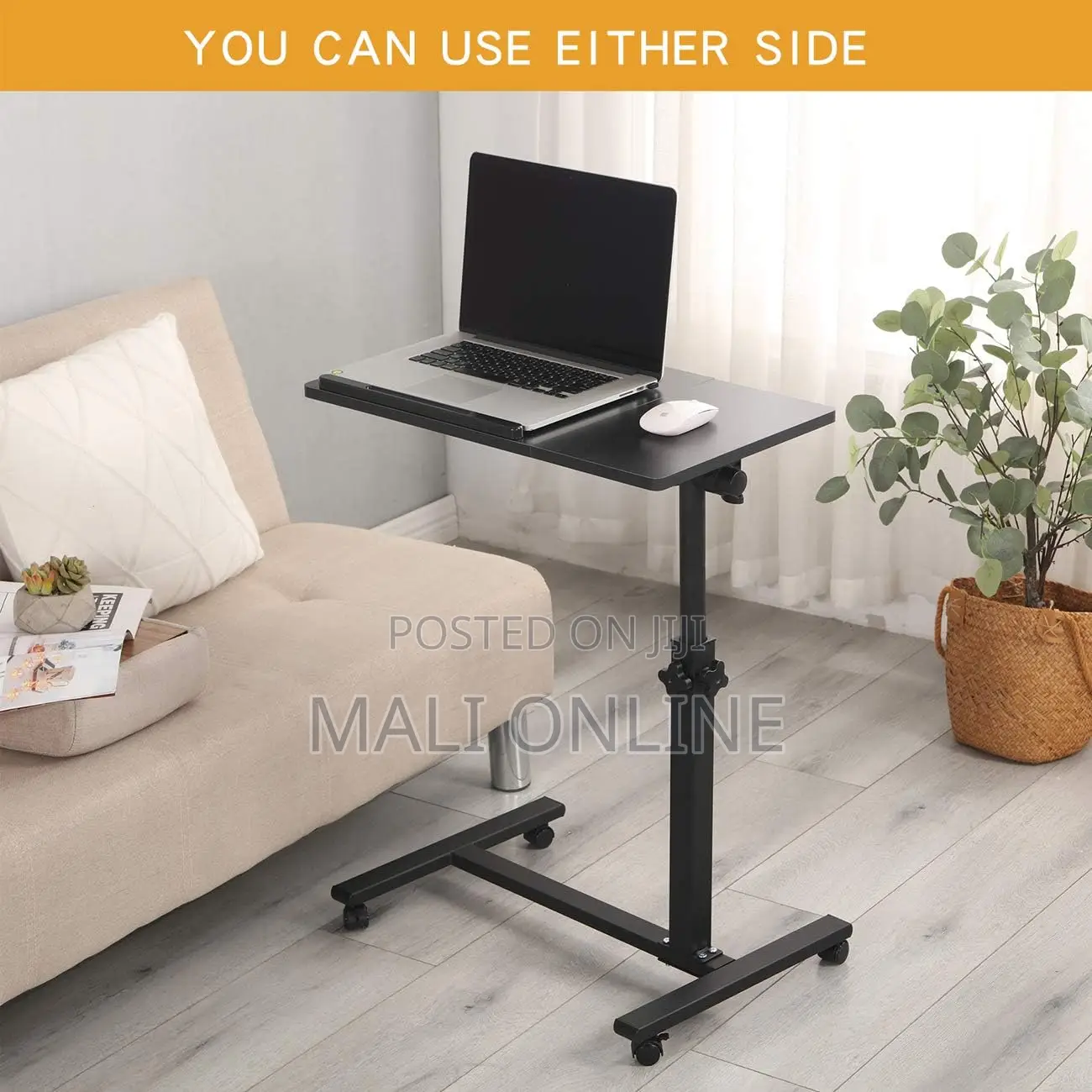 Adjustable Laptop Stand Rolling Over-Bed Desk Mobile Computer Table