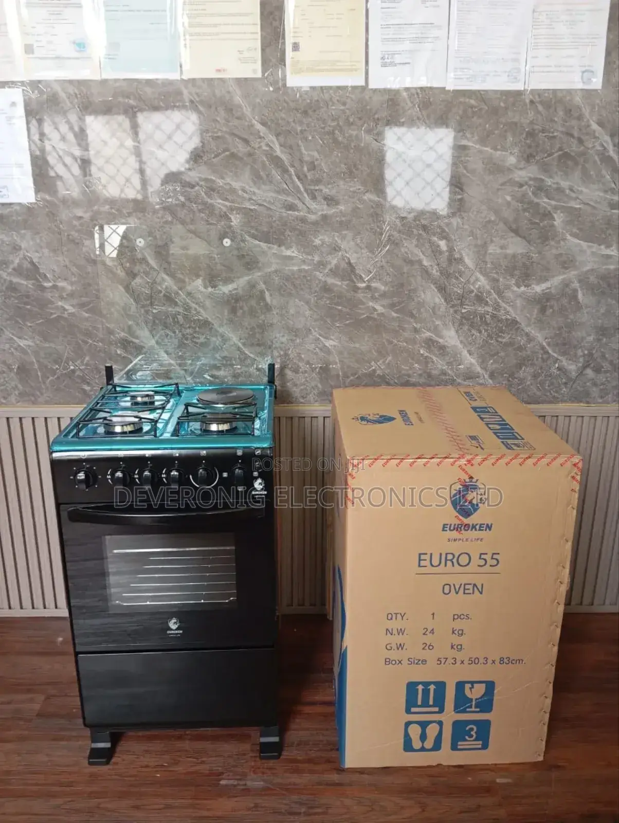  50×55 Euroken 3+1 Standing Cooker With Electric Oven Cooker