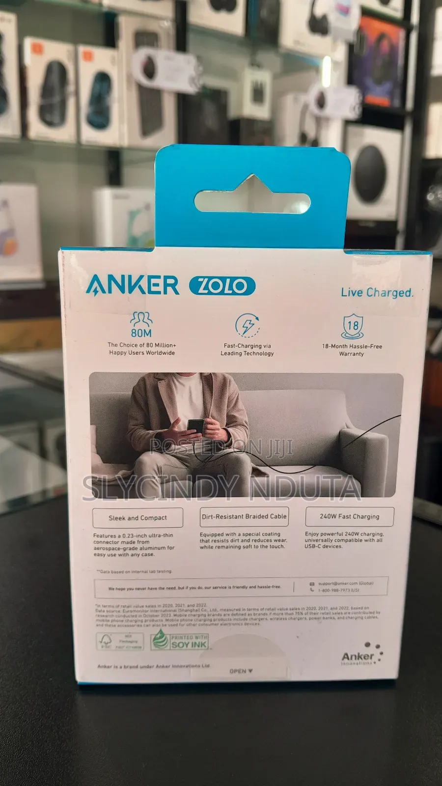 Anker Zolo Usb-C to Usb-C Cable (6ft,240w,Braided)