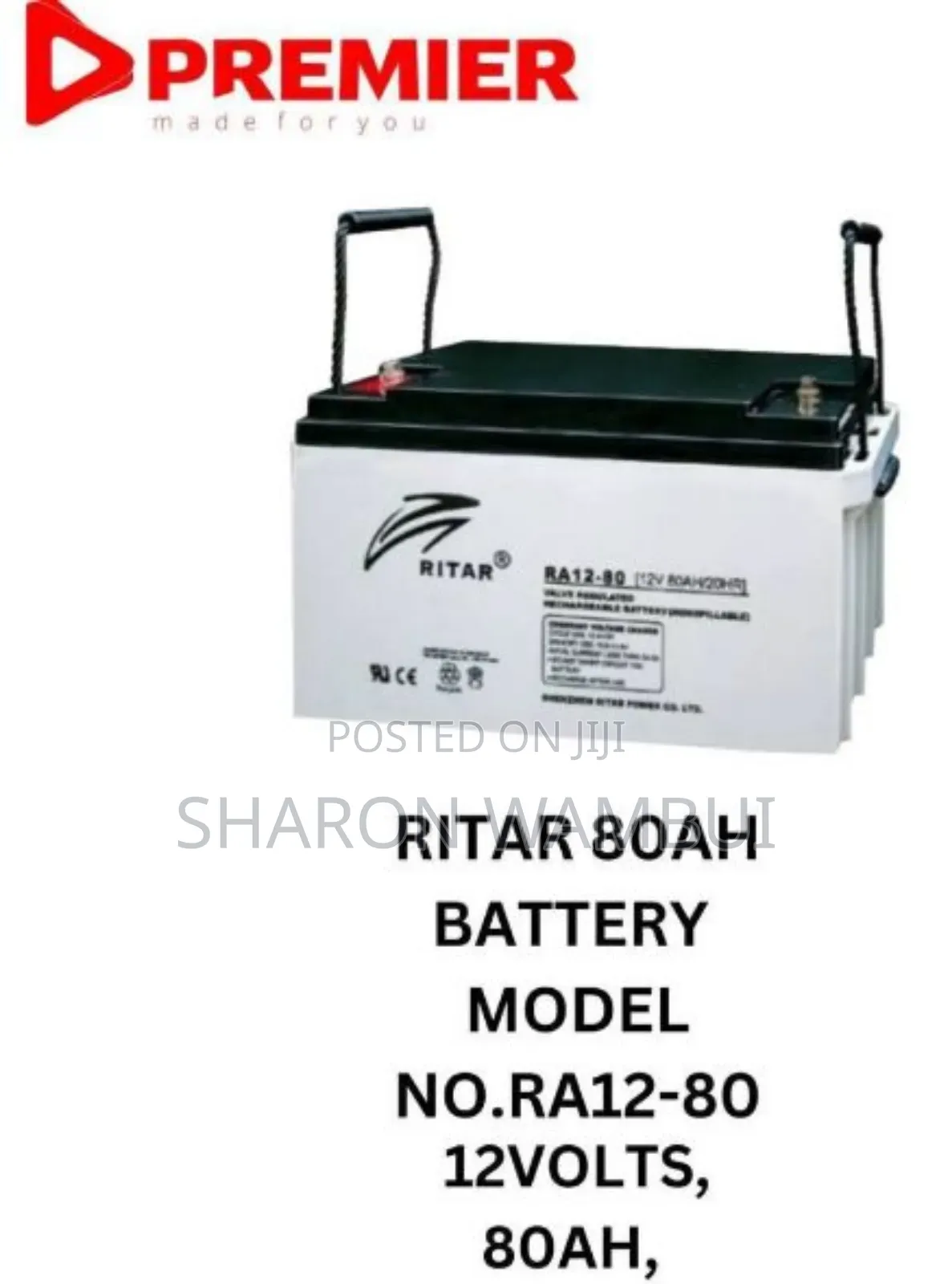 Ritar 80ah Battery 12v/80ah Ritar 12v