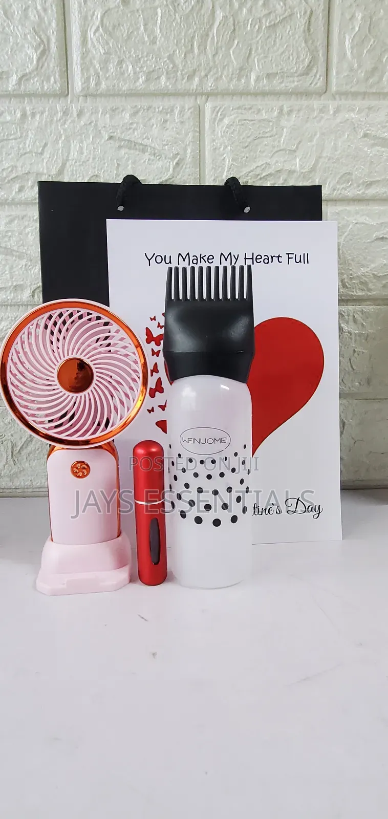 Care Comfort Valentines Package -Fan,Root Hair Oil Comb, Atomizer