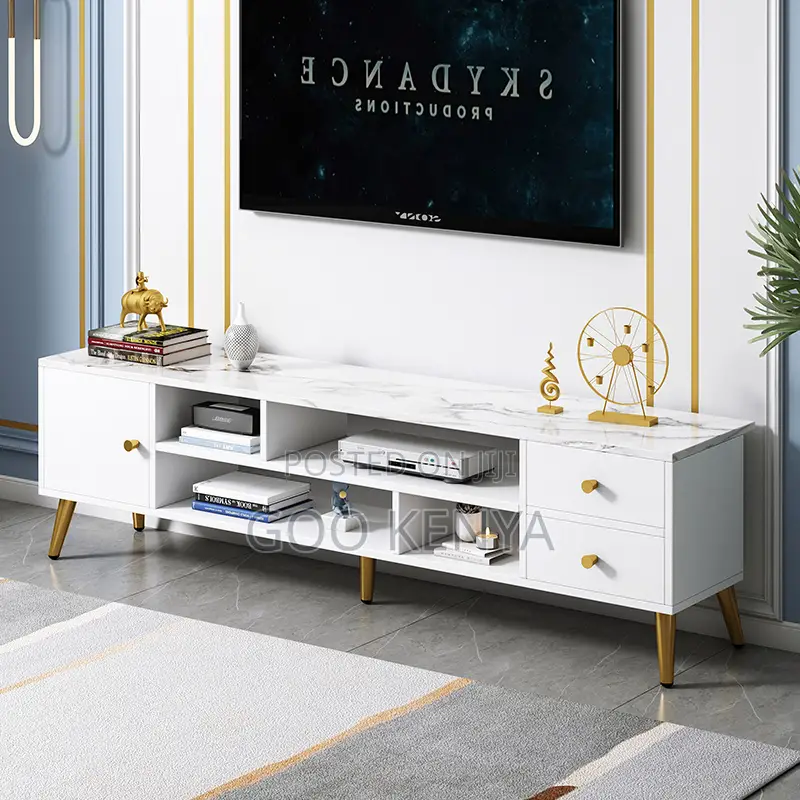 Home Tv Cabinet; White Tv Stand With Storage – 1.6m Wooden Cabinet