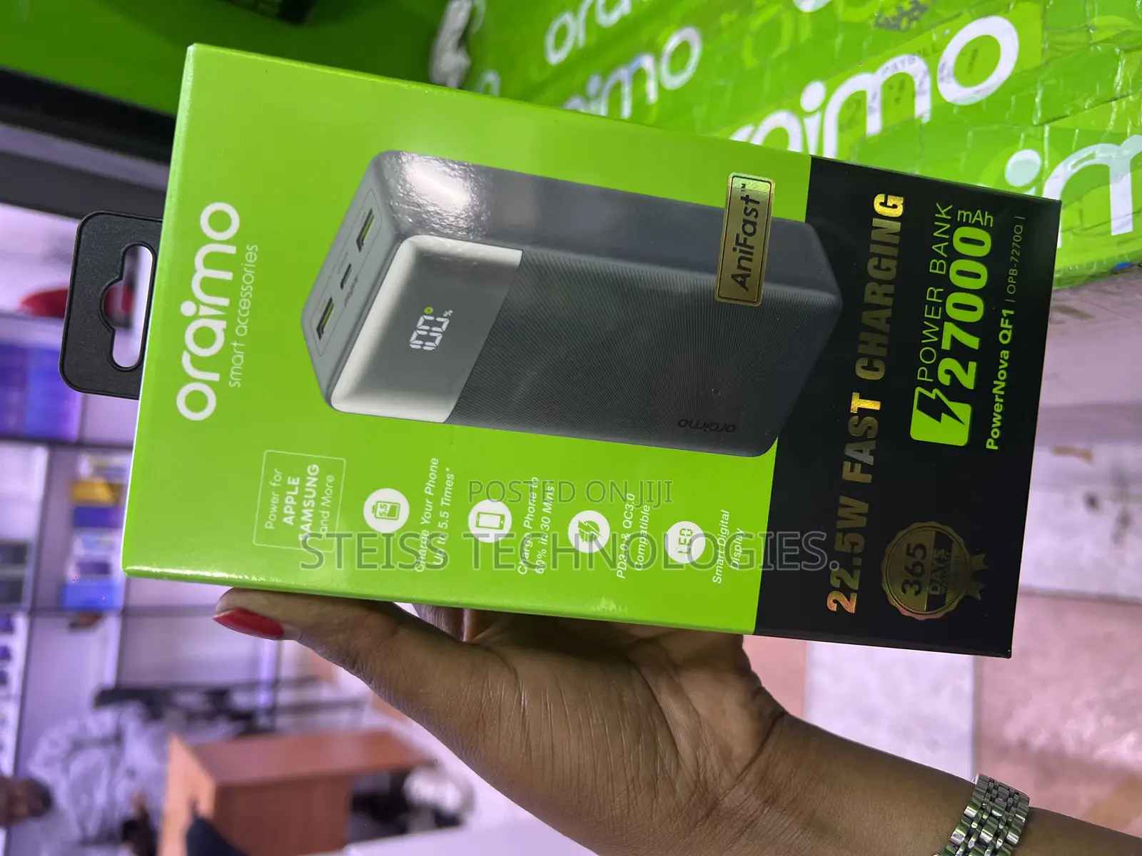 22.5w Oraimo 27000mah Powerbank.