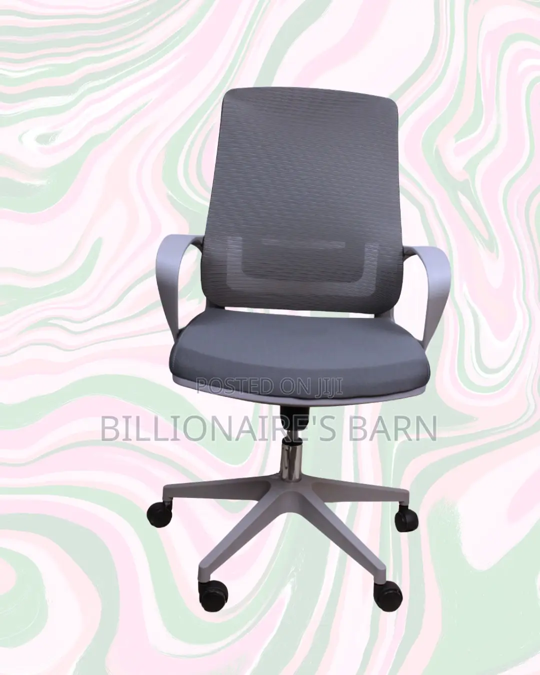 Grey Mid-Back Mesh Office Chair • Space-Saving Fit