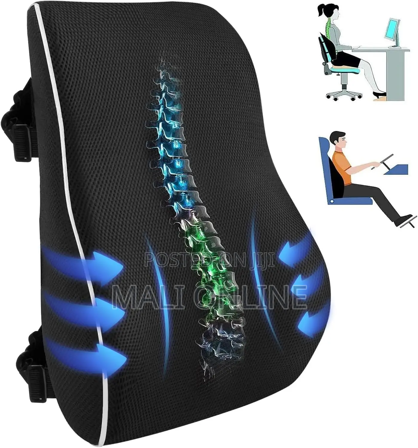 Memory Foam Lumbar Support Pillow Ergonomic Back Cushion