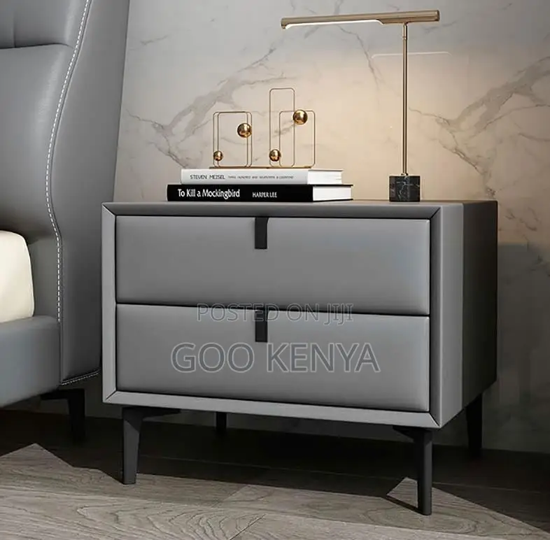 Home Cabinet; Wood Bedside Storage Cabinet With 2 Doors And Metal Legs
