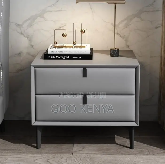Home Cabinet; Wood Bedside Storage Cabinet With 2 Doors And Metal Legs