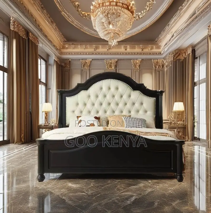 Home Bed; Bedroom Wooden Bed Frame With Comfortable Padded Headboard