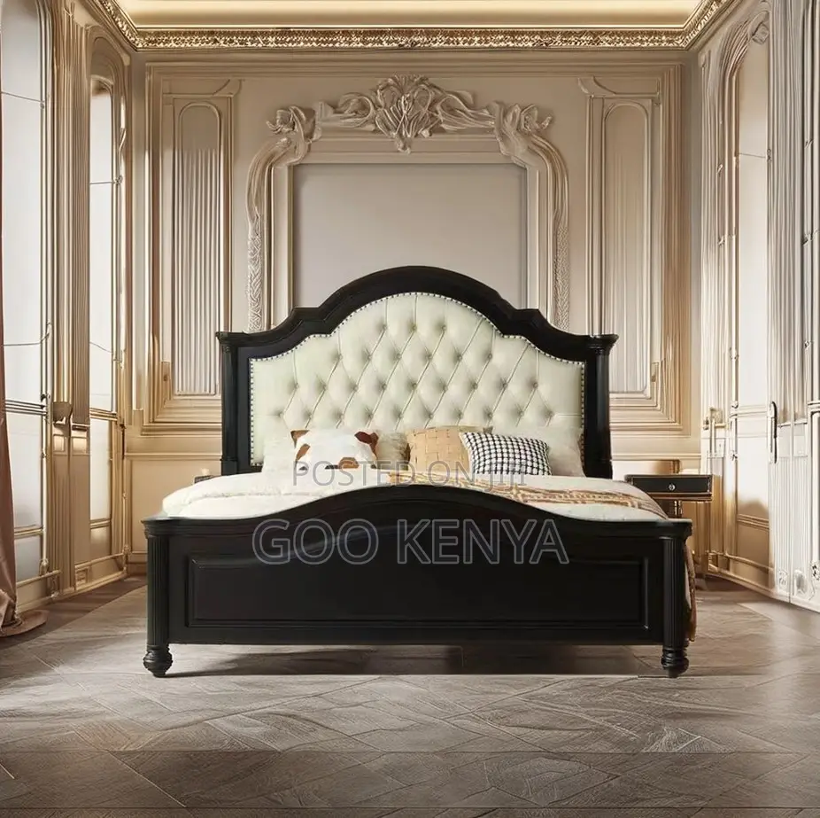 Home Bed; Bedroom Wooden Bed Frame With Comfortable Padded Headboard
