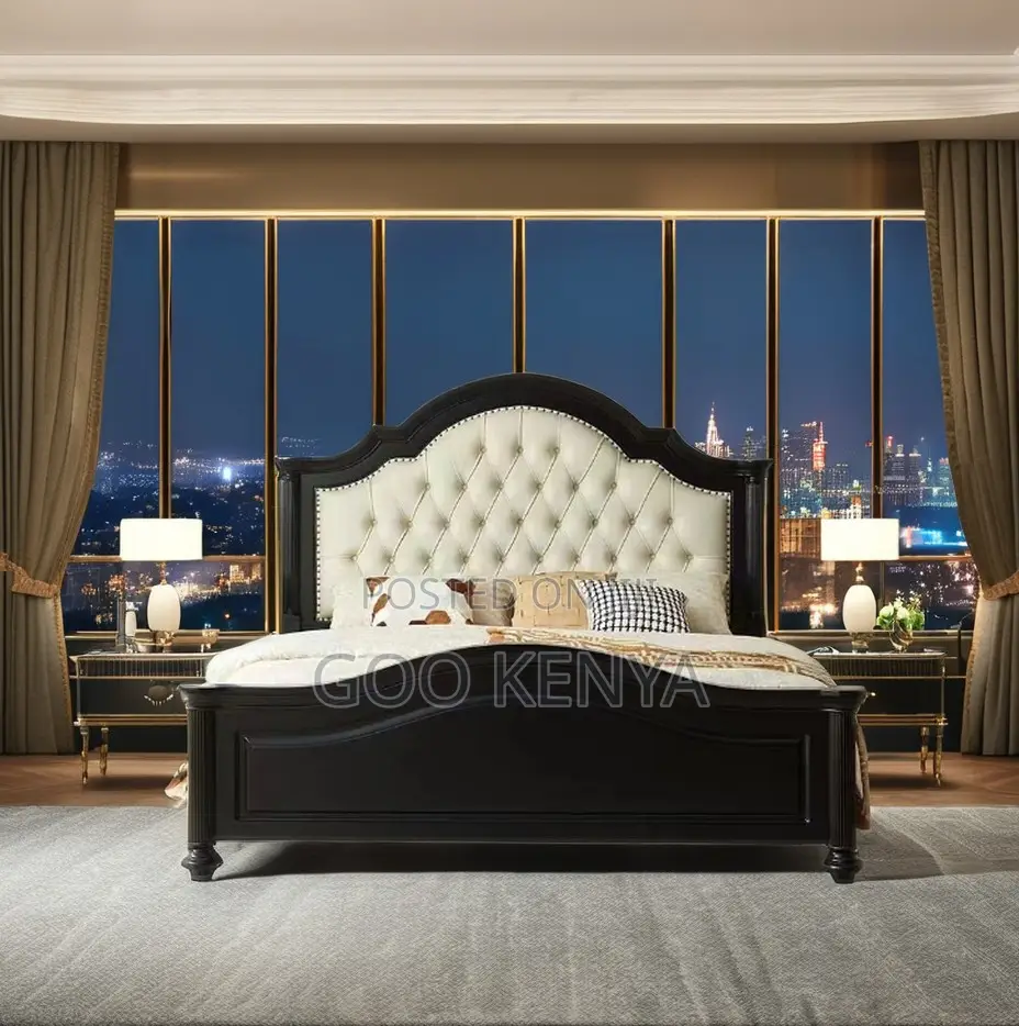 Home Bed; Bedroom Wooden Bed Frame With Comfortable Padded Headboard