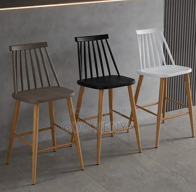 Home Counter Stool; Plastic Round Back Stool For Bar Or Kitchen Island