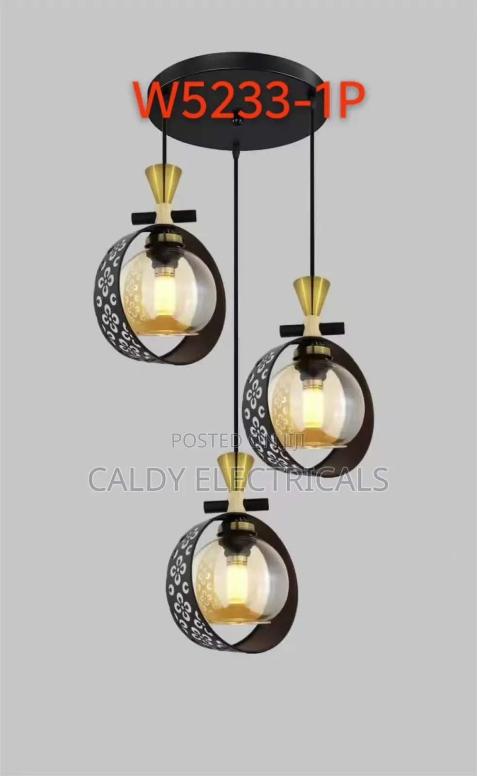 3-Light Pendant Light With a Black Metal Cage Fcx3