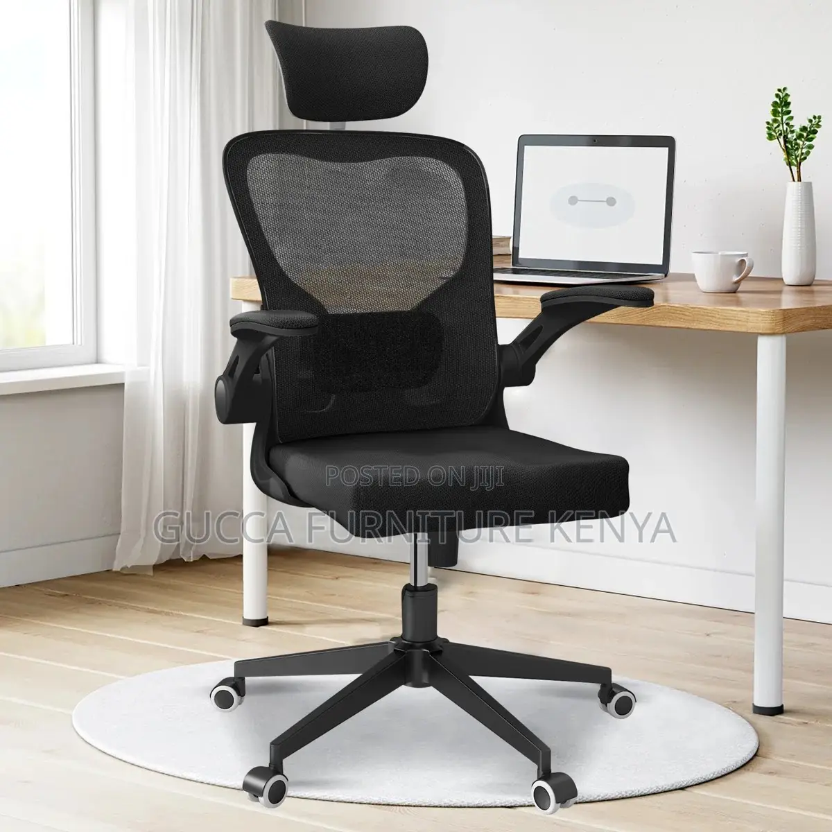 High Back Orthopedic Chair With Flip Armrest