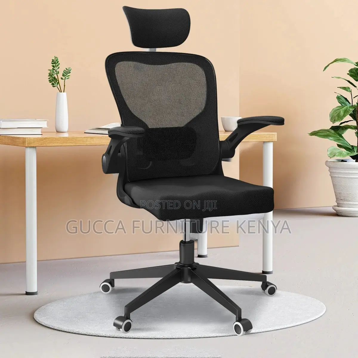 High Back Orthopedic Chair With Flip Armrest