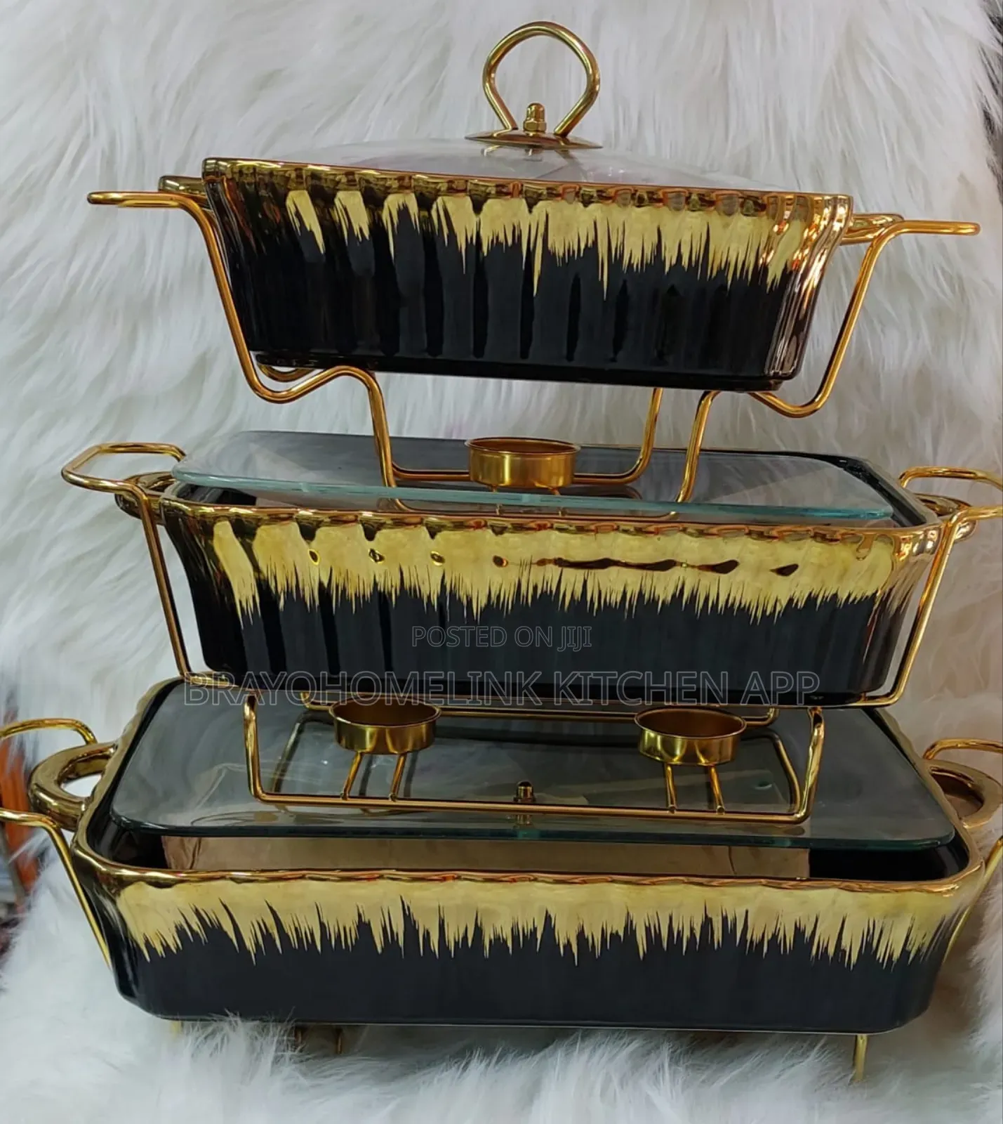 3pcs Ceramic Chaffing Dish