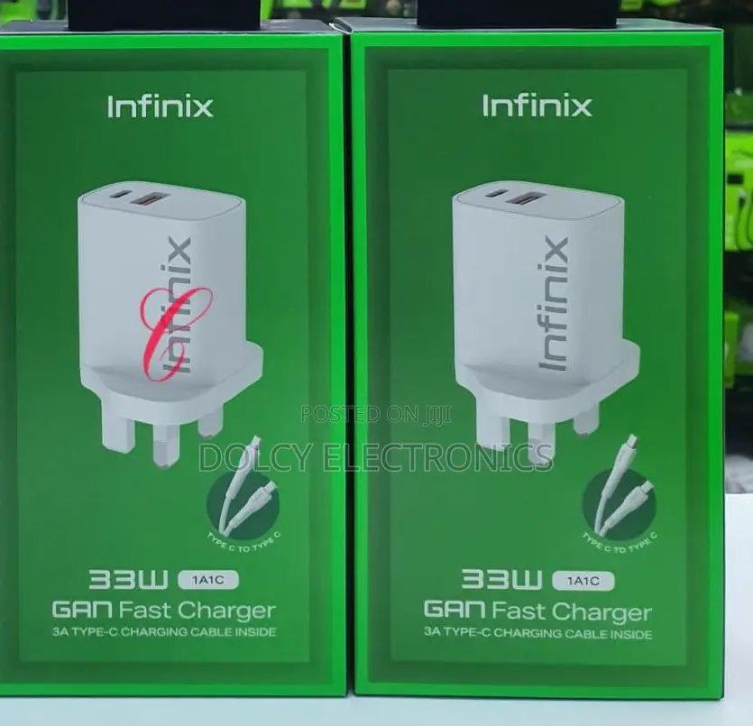 Infinix Xc33uk 33w Dual Ports Gan Fast Charger