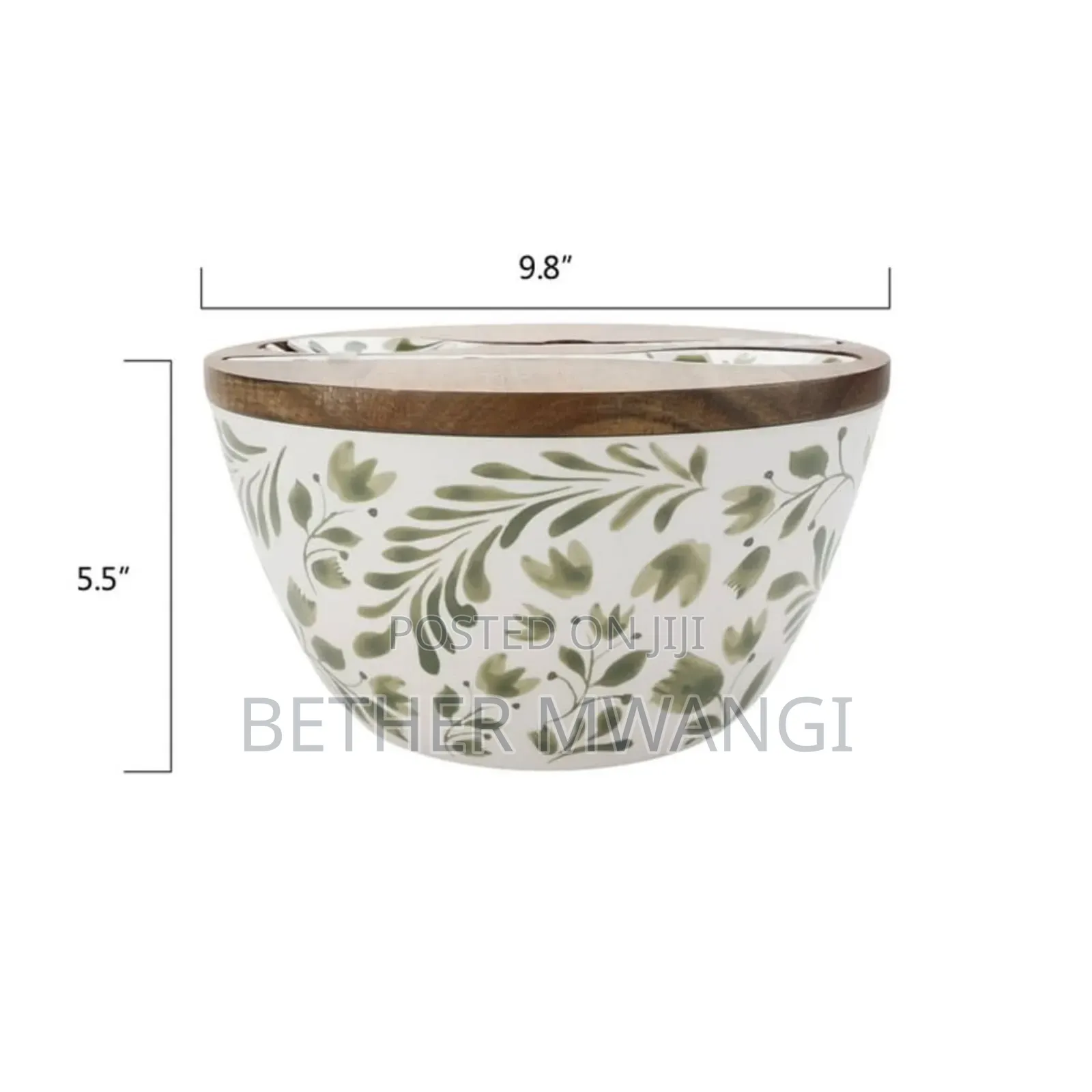 4-piece Bamboo Melamine Salad Serving Bowl And Utensil Set In Kenya