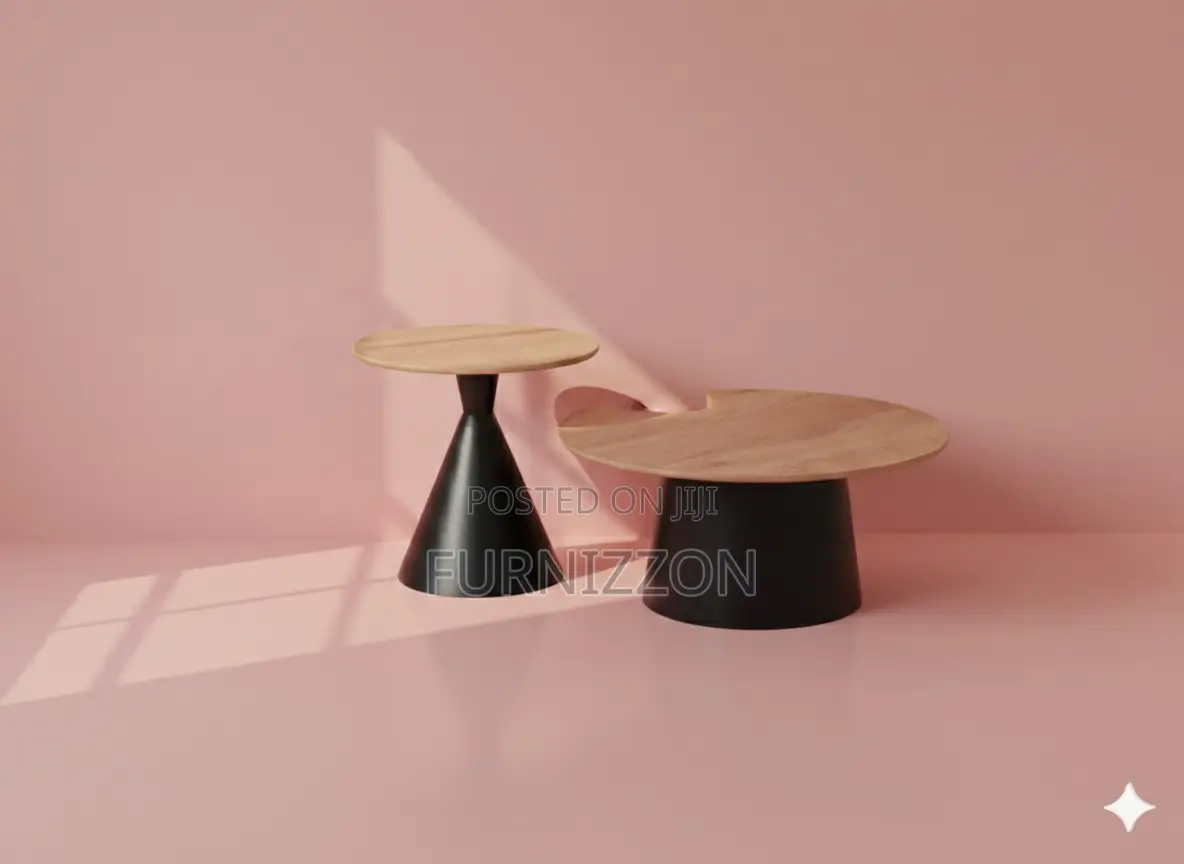 Modern Wooden Top Two Piece Round Living Room Table
