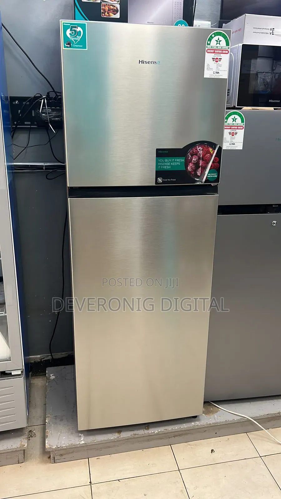 *Hisense Double Door Fridge* No Frost 203litres
