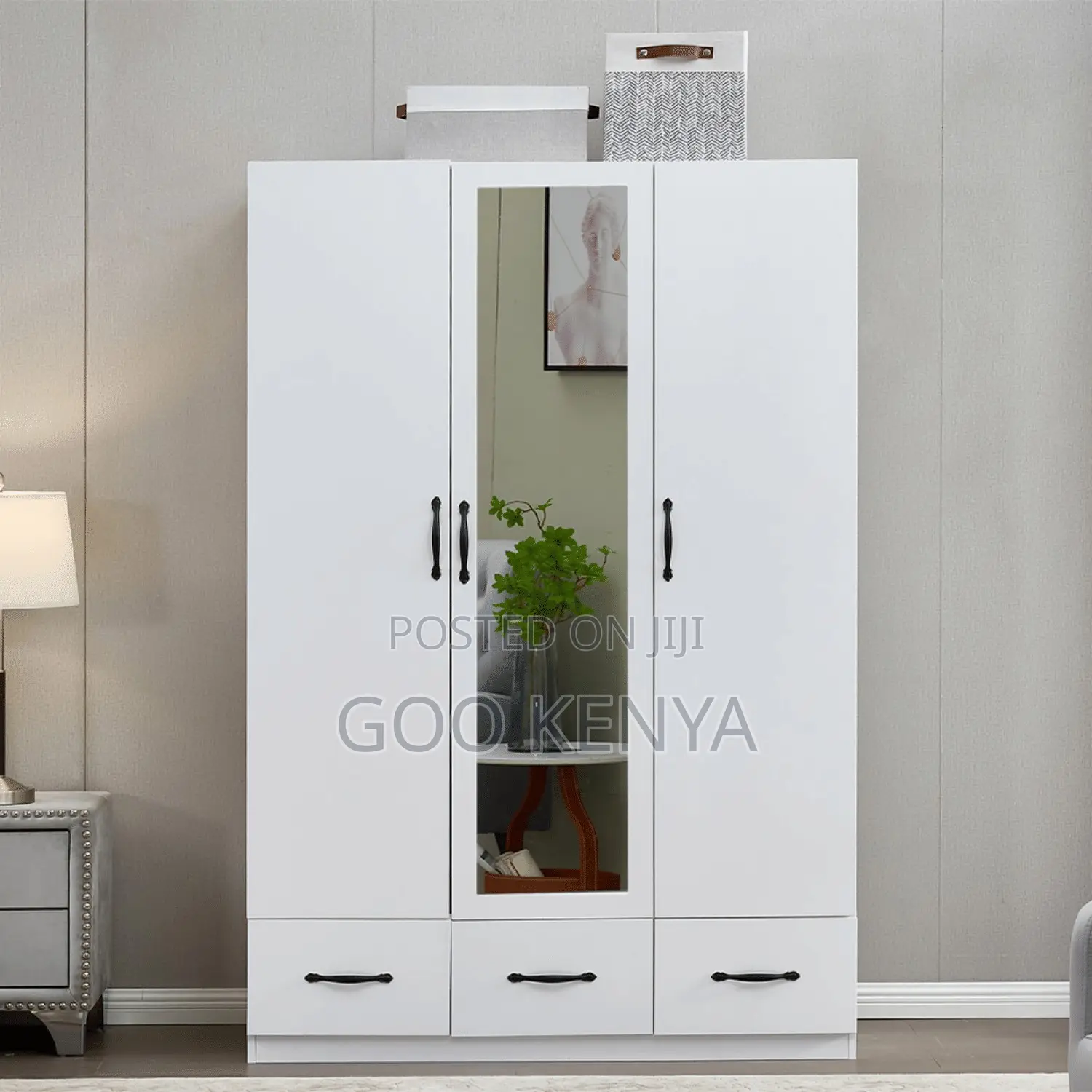 Home Wardrobe; 3 Door Home Wardrobe With Hanging Rail And Shelves