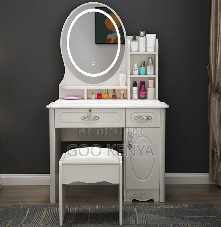 Home Dressing Table; Wooden Dressing Table Set With Mirror For Bedroom