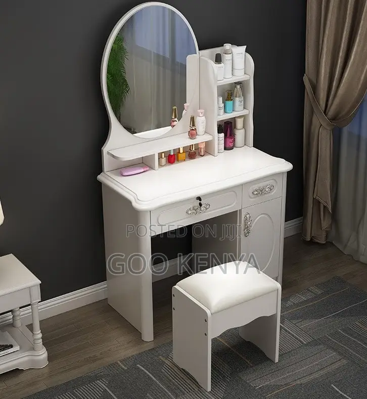 Home Dressing Table; Wooden Dressing Table Set With Mirror For Bedroom