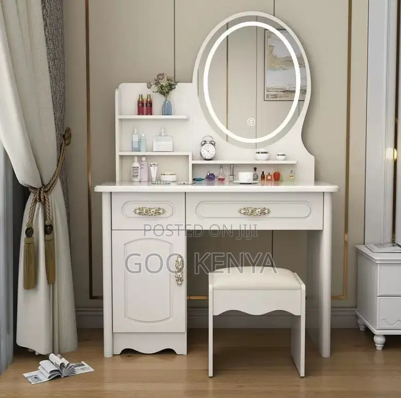 Home Dressing Table; Wooden Dressing Table Set With Mirror For Bedroom
