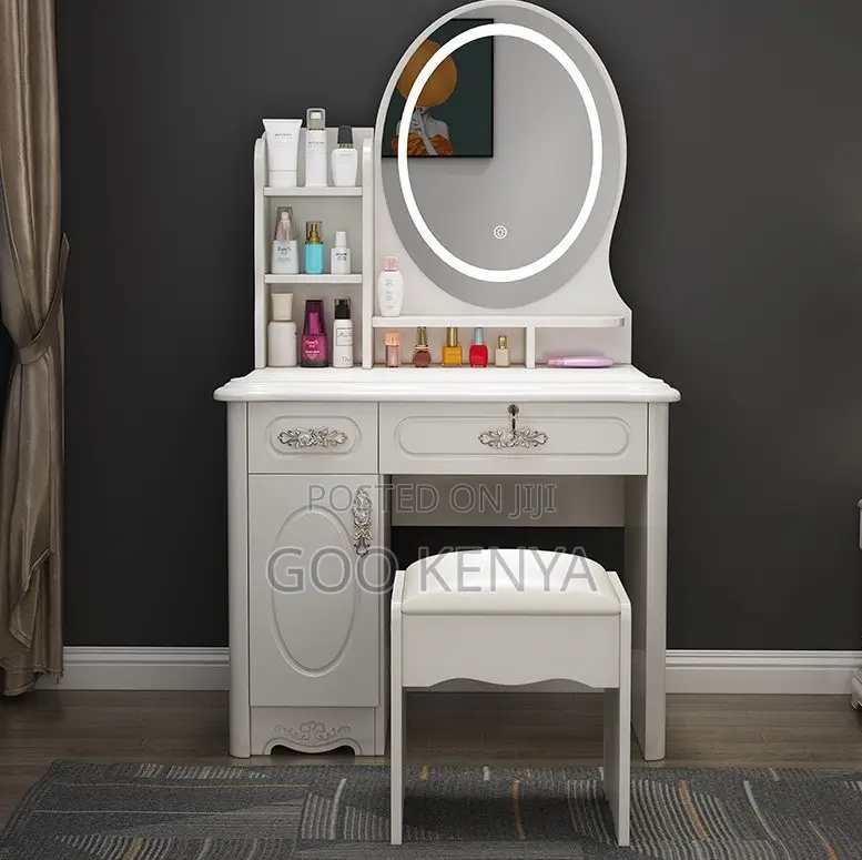 Home Dressing Table; Wooden Dressing Table Set With Mirror For Bedroom