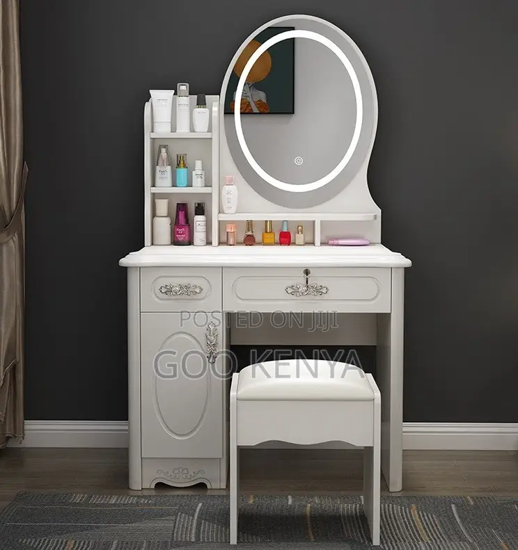 Home Dressing Table; Wooden Dressing Table Set With Mirror For Bedroom
