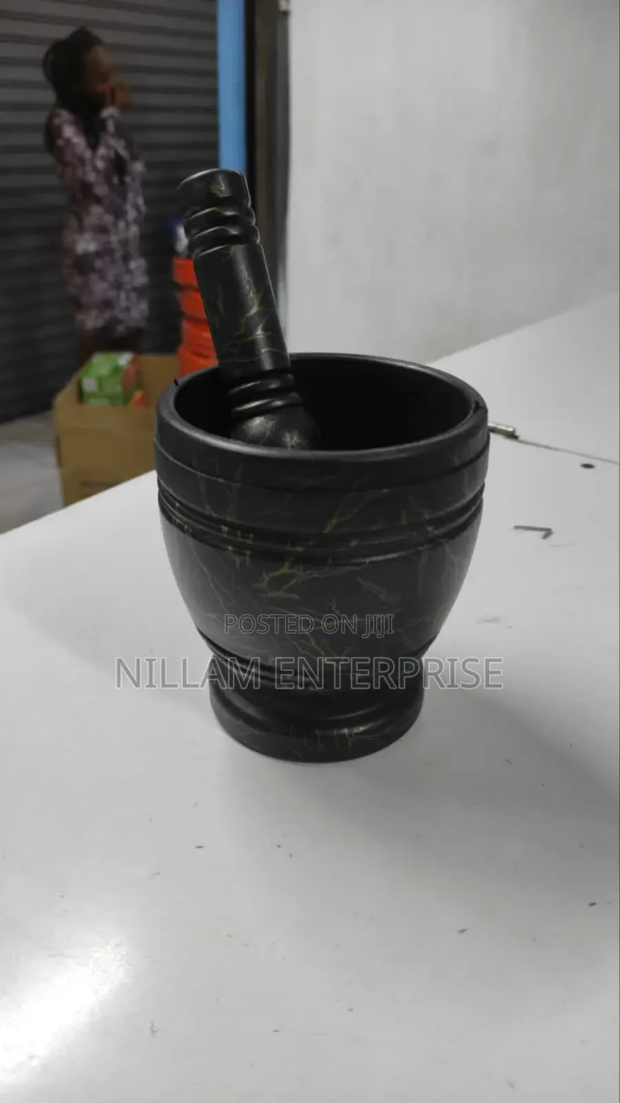 Black Marble Design Pestle and Mortar,