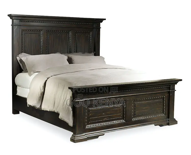 Home Bed; Mahogany Bed Frame With Two Storage Bedside For Bedroom