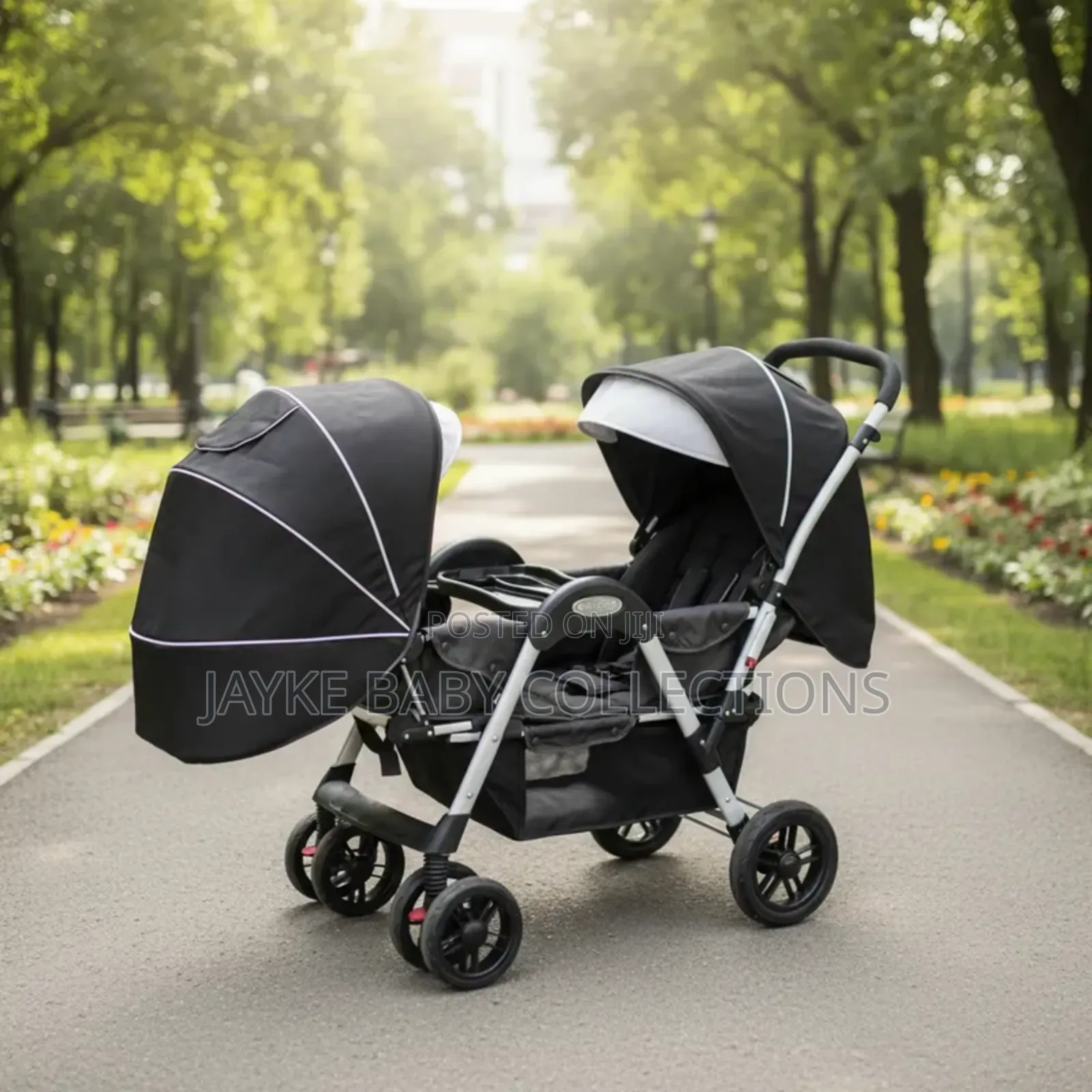 Tandem Twin Stroller/2 Kids 0–3y | Reclines to Full Bed