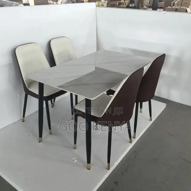 Home Dining Set; 4-seater Marble Top Home Dining Set