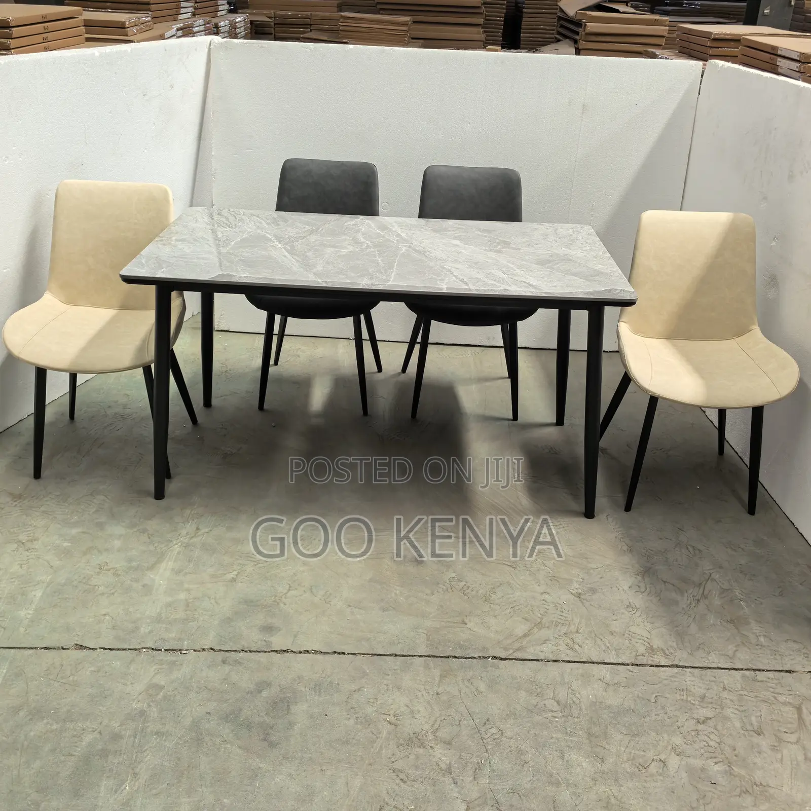 Home Dining Set; 4-seater Marble Top Home Dining Set