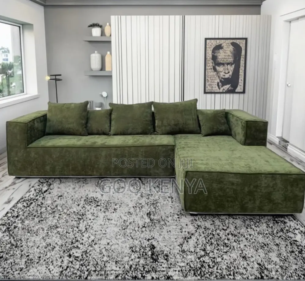 Home Sofa; L-shaped Fabric Sofa With Durable Frame And Soft Cushions