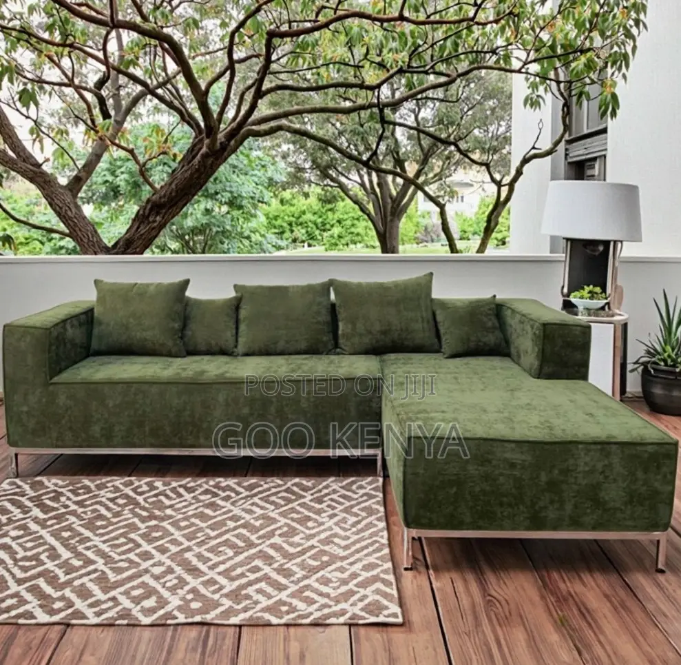 Home Sofa; L-shaped Fabric Sofa With Durable Frame And Soft Cushions