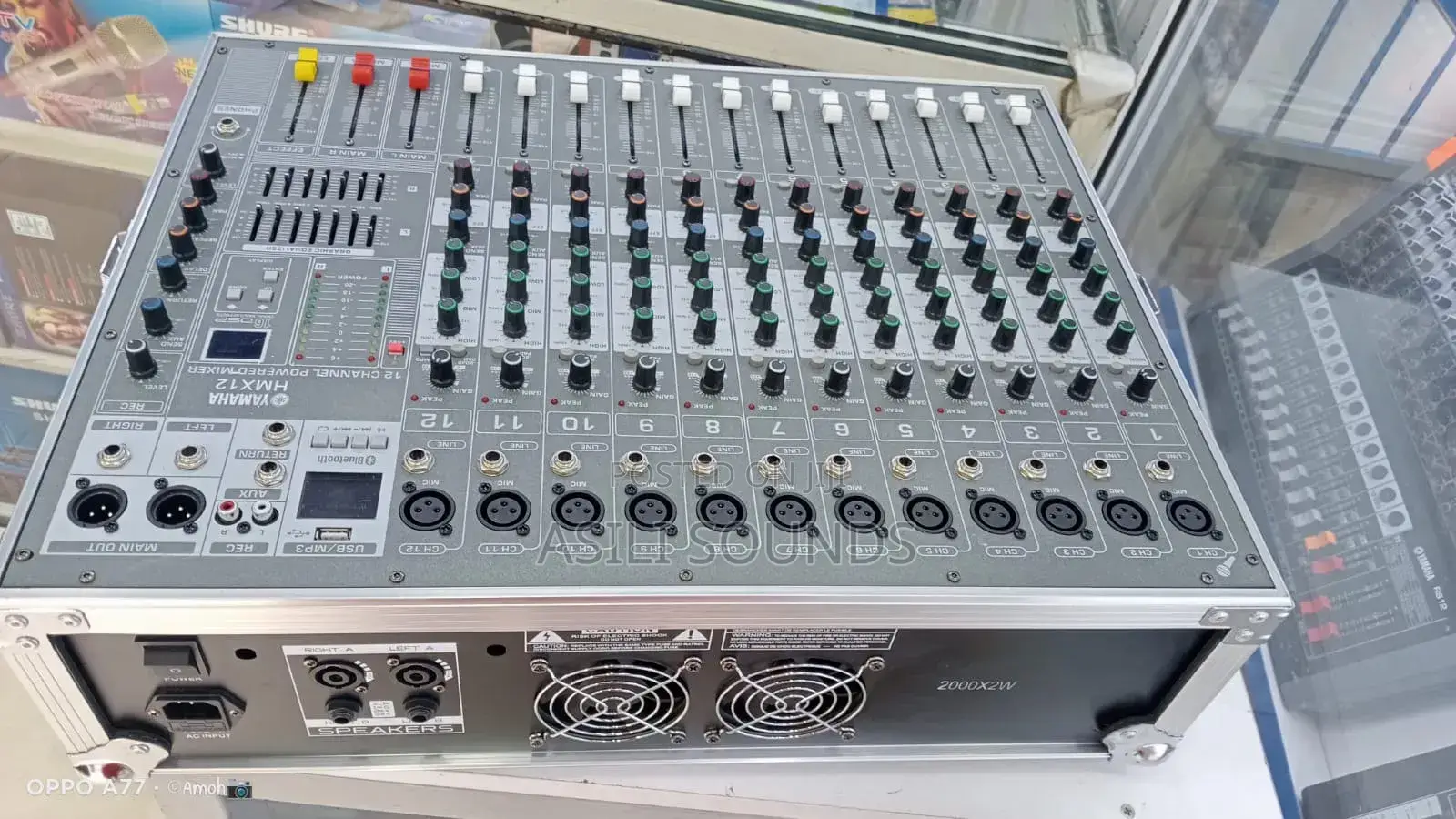 Yamaha 12-Channel Powered Audio Mixer With a Built-in Amplifier.