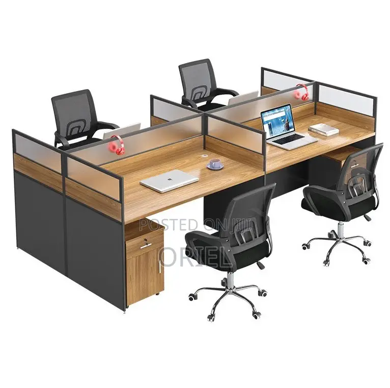 Office Workstation; Open-plan Curved 4-person Workstation