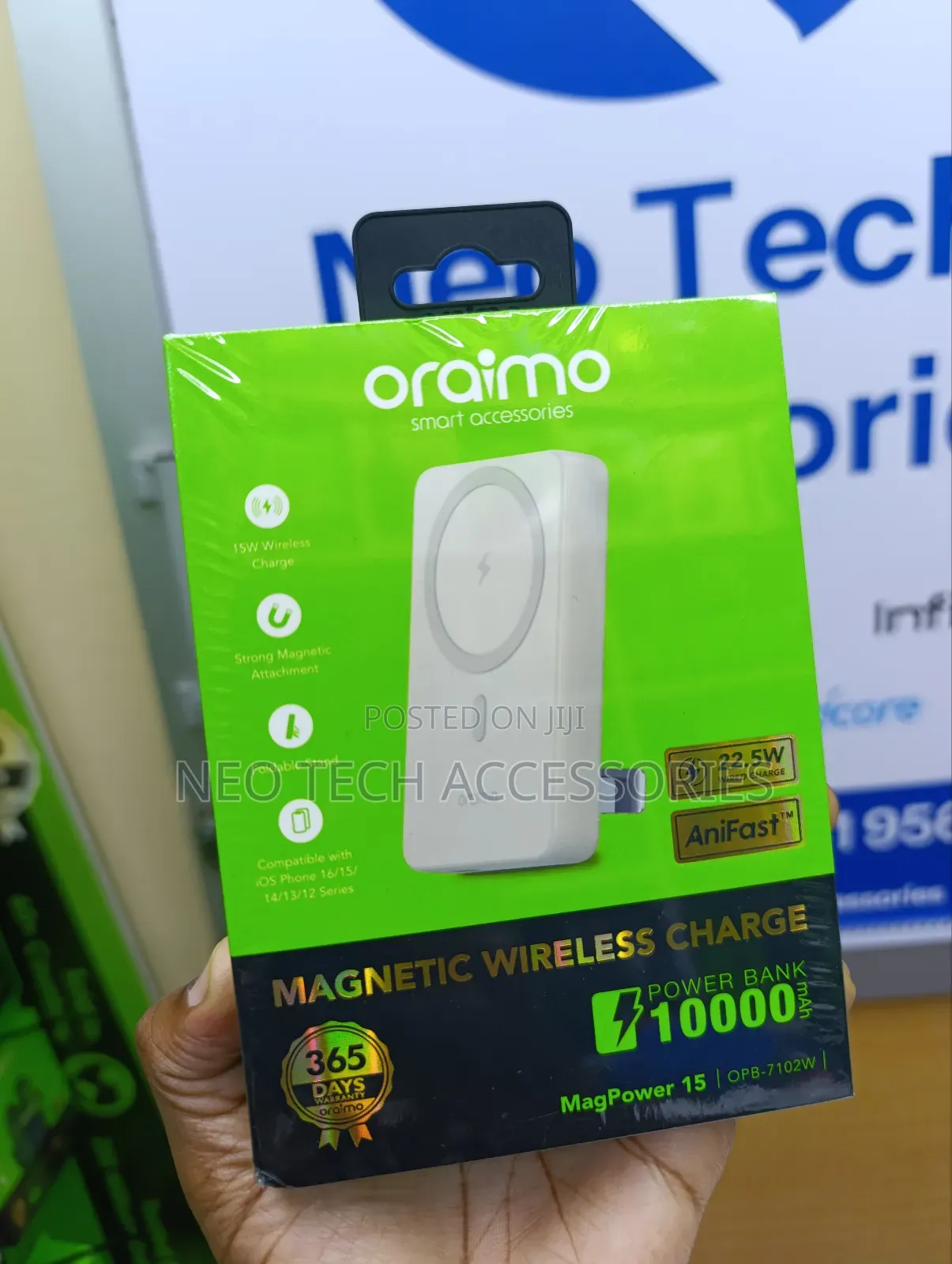Oraimo Magpower 15 (10000mah) Wireless Powerbank (Fast Wired Charging)