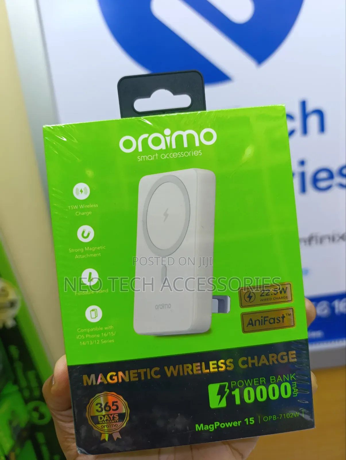 Oraimo Magpower 15 (10000mah) Wireless Powerbank (Fast Wired Charging)