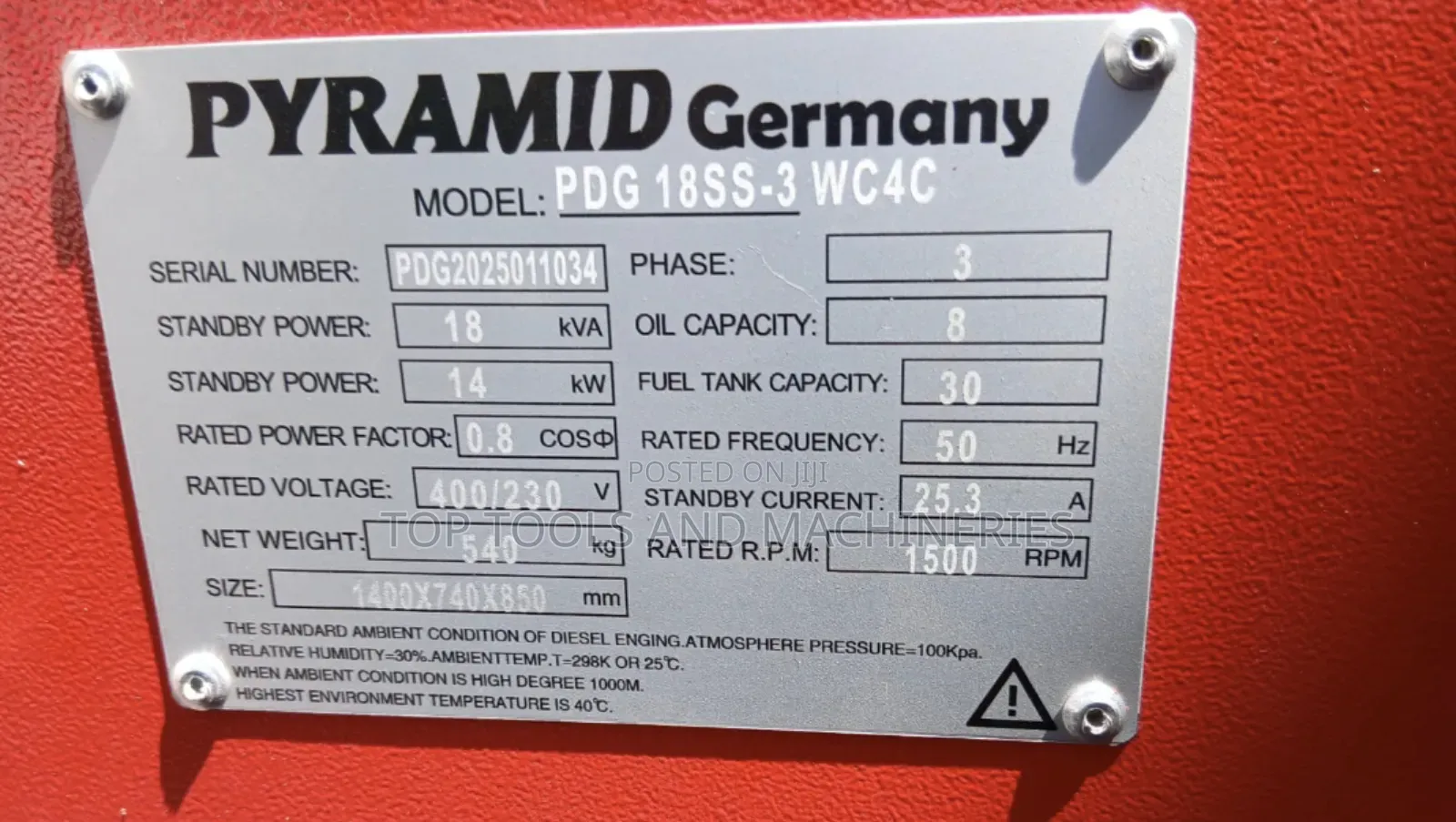 Pyramid Germany 18kva Three Phase Water-Cooled Diesel Generator