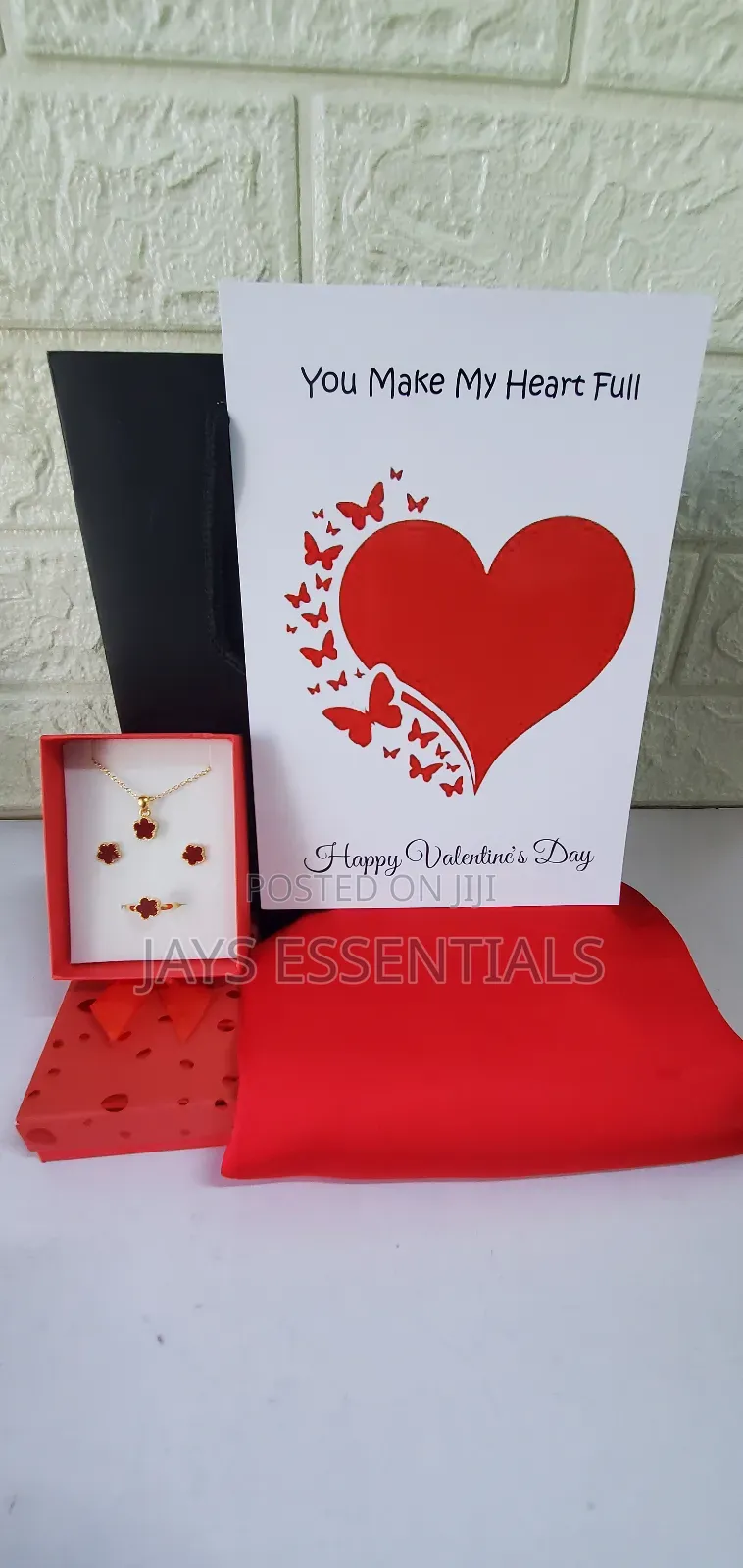 Chic Valentines Gift Set- Jewelry Set,Silk Scarf,Card and Bag